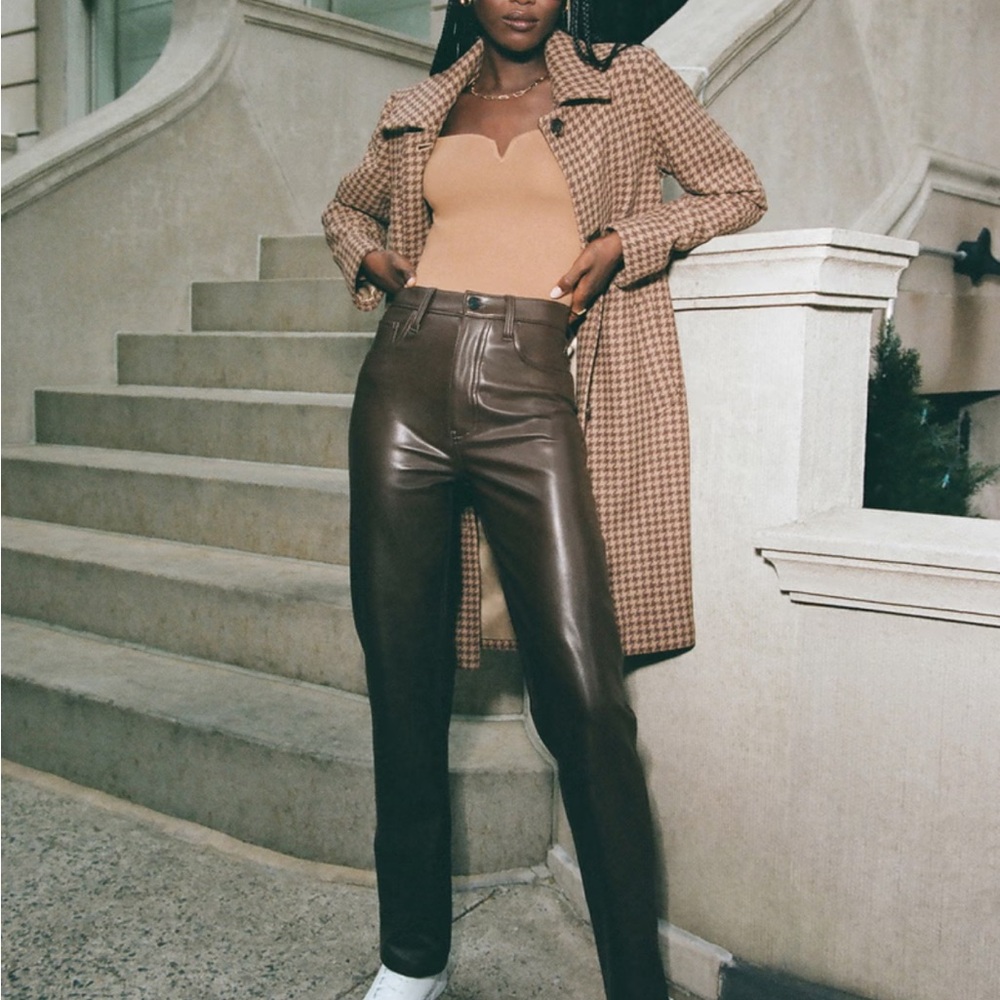 Abercrombie & Fitch Vegan Leather 90s Straight Pants